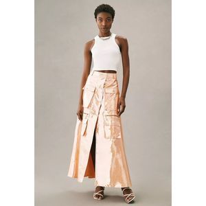 Anthropologie Glossy Peach Maxi Skirt